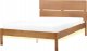 Beliani Łóżko LED drewniane 140 x 200 cm jasne BOISSET 1
