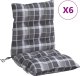 vidaXL Poduszki na krzesła z niskim oparciem, 6 szt., w szarą kratę 2