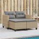 vidaXL Sofa ogrodowa 2-osobowa ze stołkami, beżowa, rattan PE 1