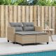 vidaXL Sofa ogrodowa 2-osobowa ze stołkami, beżowa, rattan PE 2