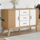 vidaXL Komoda , biało-brązowa, 114x43x73,5cm, lite drewno sosnowe 1