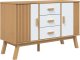 vidaXL Komoda , biało-brązowa, 114x43x73,5cm, lite drewno sosnowe 2