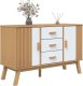 vidaXL Komoda , biało-brązowa, 114x43x73,5cm, lite drewno sosnowe 5