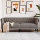vidaXL Sofa Chesterfield, trzyosobowa, kolor taupe, obita tkaniną 1