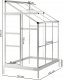 Selsey Szklarnia ogrodowa  aluminiowa poliwęglanowa 2,3 m2 trzysekcyjna z fundamentem 124x185 cm srebrna 2