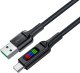Acefast Kabel przewód USB-A - USB-C 60W z wyświetlaczem 1.2m czarny Kabel przewód USB-A - USB-C 60W z wyświetlaczem 1.2m czarny 2