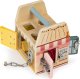 Ecotoys Drewniana kostka edukacyjna, sorter klockami cztery zamki, uchwyt 2