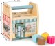 Ecotoys Drewniana kostka edukacyjna, sorter klockami cztery zamki, uchwyt 4