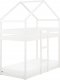 Beliani Łóżko piętrowe dziecięce domek drewniane 90 x 200 cm białe LABATUT 1