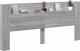 vidaXL Zagłówek z półką i LED, szary dąb sonoma, 220x16,5x103,5 cm 5