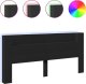 vidaXL Zagłówek z półką i oświetleniem LED, czarny, 220x16,5x103,5cm 2