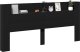 vidaXL Zagłówek z półką i oświetleniem LED, czarny, 220x16,5x103,5cm 5