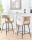 Beliani Zestaw 2 krzeseł barowych welurowe beżowoszare SANILAC 2