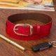 Beltimore Skórzany pasek damski do spodni sukienki czerwony skóra nat 3 cm Beltimore D93 1