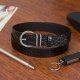 Beltimore Skórzany pasek damski do spodni sukienki skóra croco czarna 3 cm E54 1