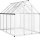 vidaXL Szklarnia z ramą podstawy, srebrna, 224x169x195 cm, aluminium 2