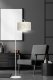 Lampa podłogowa Emibig Biało złota duża lampa stojąca pokojowa z abażurem 3
