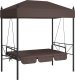 vidaXL vidaXL Huśtawka ogrodowa z baldachimem, kawowy brąz, stal 4