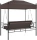 vidaXL vidaXL Huśtawka ogrodowa z baldachimem, kawowy brąz, stal 7