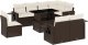 vidaXL 9-cz. zestaw mebli ogrodowych z poduszkami, brązowy, polirattan 2