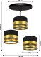 Lampa sufitowa Belis Lampa sufitowa MILO żyrandol czarno-złoty 3 punktowy 2