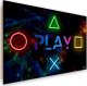 Feeby Obraz Deco Panel, Napis play i przyciski do kontrolera (Rozmiar 60x40) 1