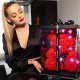 Springos Miś z płatków róż czerwony 40 cm rose bear z lampkami LED zimny biały UNIWERSALNY 4