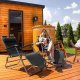 Springos Leżaki ogrodowe, fotele składane Zero Gravity leżak na balkon, plaże zestaw 2 szt. czarne UNIWERSALNY 11