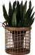 WickerPL Dekoracyjny Okrągły Ażurowy kosz z wikliny doniczka pojemnik ze skórzanymi rączkami 38 H38 cm 6