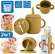 Reer Kubek silikonowy niewysypek ze słomką pokrywką na przekąski 2w1 180ml REER 1