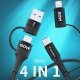 Kabel USB Wozinsky USB-A - 2x USB-C + Lightning 1 m Czarny (5907769308819) 5