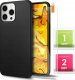Hello Case Etui do Apple Iphone 12 Pro Ma (Czarne, Matowe, Obudowa Slim) SZKŁO 9H 1