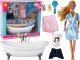 LeanToys Lalka Dla Dzieci Długie Blond Włosy Szlafrok Niebieski Wanna Łazienka 1