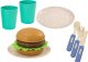 LeanToys Zestaw Naczyń Talerzyki Kubeczki Dzbanek Hamburger Sztućce 11 El 2