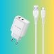 Ładowarka Awei AWEI ład. siec. PD81L-EU 22.5W + kabel USB + Lightning biała/white GaN 4