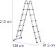 MSW Drabina teleskopowa składana z aluminium 14 stopni 0.88-2.13/4.4 m Drabina teleskopowa składana z aluminium 14 stopni 0.88-2.13/4.4 m 7