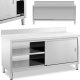Royal Catering Stół blat roboczy przyścienny z szafką i rantem drzwi suwane 180 x 60 cm Stół blat roboczy przyścienny z szafką i rantem drzwi suwane 180 x 60 cm 1