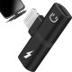 nemo Adapter / Rozdzielacz 2w1 do Ładowarki i Słuchawek Lightning czarne 1
