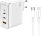 Ładowarka Jellico Ładowarka Sieciowa GaN 100W 1x QC3.0 USB + 2x PD USB-C C118 + Kabel USB-C - USB-C białe 1