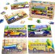 PuzzleOK Drewniane Puzzle 4w1 Pojazdy Układanka Zestaw Środki Transportu Samochody 1