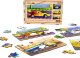 PuzzleOK Drewniane Puzzle 4w1 Pojazdy Układanka Zestaw Środki Transportu Samochody 6