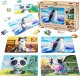 PuzzleOK Drewniane Puzzle 4w1 Zwierzęta Układanka Zestaw Krówka Piesek Panda Pingwin 1