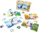PuzzleOK Drewniane Puzzle 4w1 Zwierzęta Układanka Zestaw Krówka Piesek Panda Pingwin 4