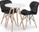 Leobert Zestaw stół okrągły TODI 60cm biały + 2 krzesła LAGO czarne 1