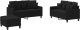 vidaXL 3-częściowy komplet wypoczynkowy z poduszkami, czarna, tkanina 2