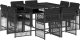 vidaXL 9-cz. zestaw mebli ogrodowych z poduszkami, czarny, rattan PE 2