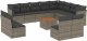 vidaXL 13-cz. zestaw mebli ogrodowych z poduszkami, szary, polirattan 2