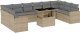 vidaXL 11-cz. zestaw mebli ogrodowych z poduszkami, beżowy, polirattan 2