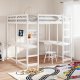 vidaXL Łóżko na antresoli, z biurkiem i drabinką, białe, 140x200 cm 1