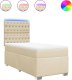 vidaXL Łóżko kontynentalne z materacem, kremowe, tkanina, 100x200 cm 2